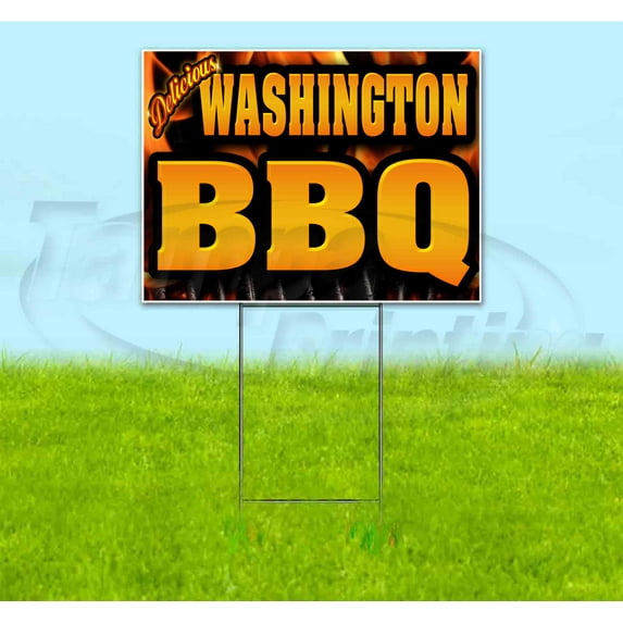 Washington BBQ (18" x 24") Yard Sign, Includes Metal Step Stake