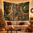 thumbnail image 3 of Tiger Family Among Dark Green Leaves, Serene Illustration for Animal Lovers, Wildlife Wall Art, Mother'S Day Gift, Tapestry Wall Hanging for Bedroom and Living Room, 3 of 7