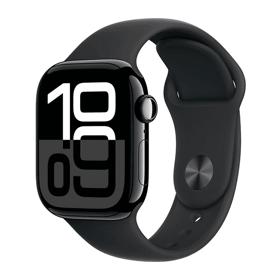 Restored Apple Watch Series 10 (GPS) 42MM Jet Black Aluminum Case Black Sport Band (Refurbished)