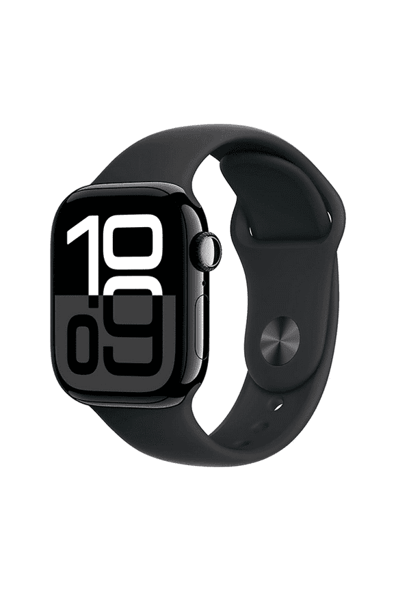 Restored Apple Watch Series 10 (GPS) 42MM Jet Black Aluminum Case Black Sport Band (Refurbished)