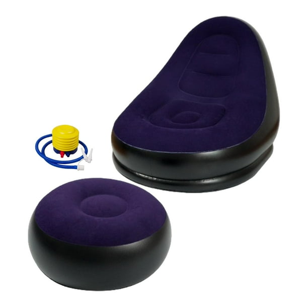 Sillón inflable con reposapiés, muebles de moda, sillón reclinable para adultos. Púrpura