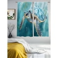 thumbnail image 4 of Marine Animal Sheer Curtains 72 Inch Long 2 Panels, Ocean Turtle Modern Art Abstract Style Light Filtering Rod Pocket Curtains, Sheer Voile Drapes for Living Room Bedroom, 52"x72", 4 of 8
