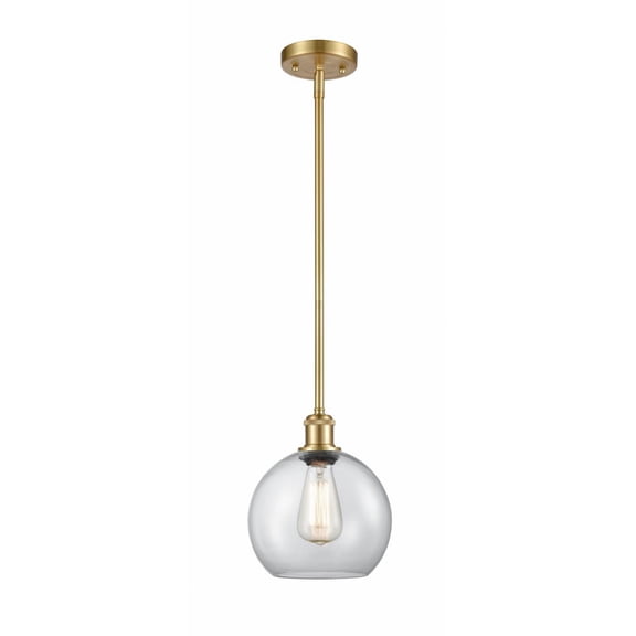516-1S-SG-G122-8-Innovations Lighting-Athens - 1 Light Stem Hung Mini Pendant In Industrial Style-10 Inches Tall and 8 Inches Wide-Satin Gold