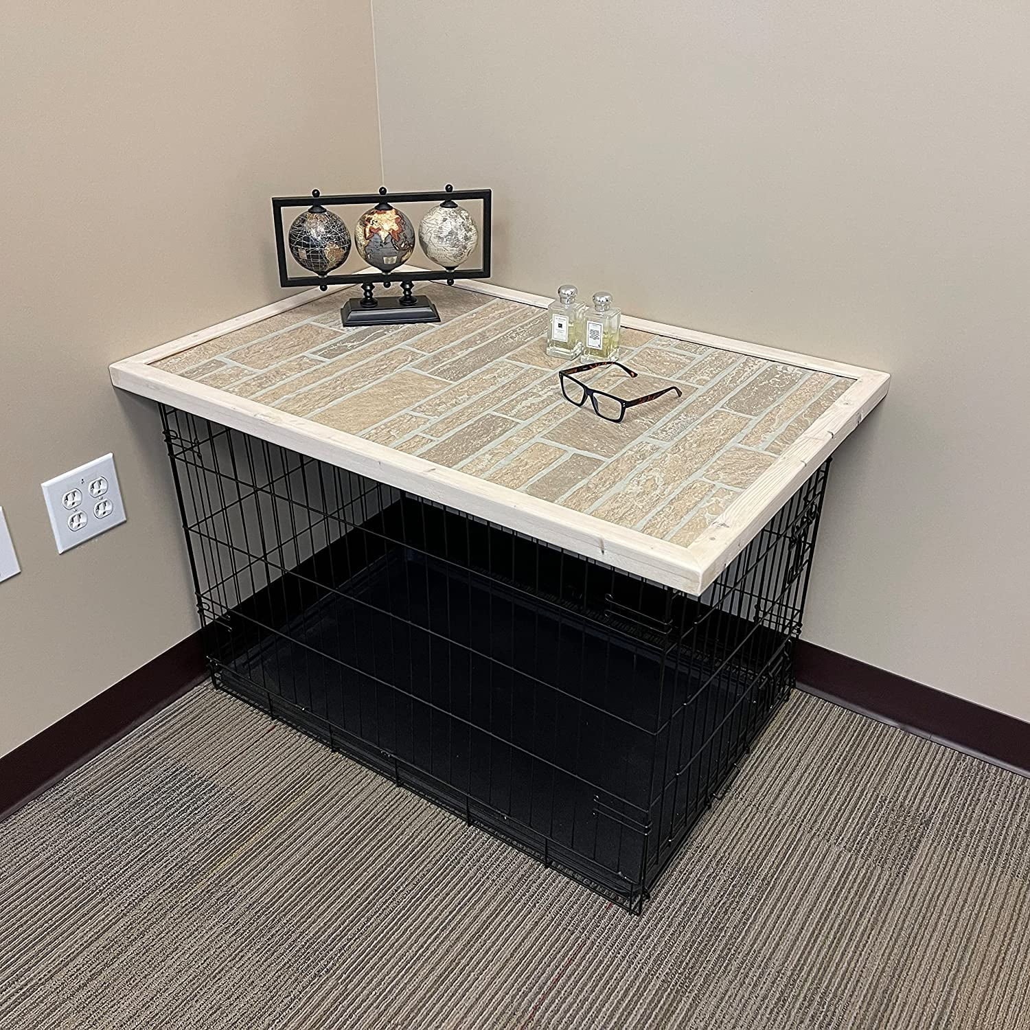 Dog Kennel Crate Topper Kennel Top Furniture Dog Crate Wood Tabletop Dog Kennel Top