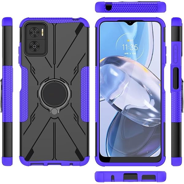 wonima11 Case for Motorola Moto E22 Case Cover,360°Rotatable Kickstand Dual Layer Shockproof Case for Motorola Moto E22i XT2239-17 XT2239-18 XT2239-20 / Moto E22 XT2239-6 XT2239-7 Case Purple