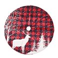thumbnail image 1 of Diconna Christmas Tree Skirt Red Black Plaid Christmas Tree Base Floor Mat, 1 of 9