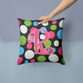 thumbnail image 2 of Letter R Initial Monogram - Polkadots and Pink Fabric Decorative Pillow, 2 of 4