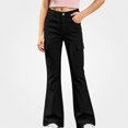 thumbnail image 2 of WAVSUF Girls School Flare Pants with Pockets Soft Comfort Elastic Waist Fall Casual Uniform Pants Black 9, 2 of 9