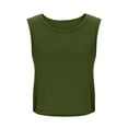 thumbnail image 6 of OIOLOYJM Cotton Cropped Workout Tank Tops for Women Sleeveless Sports Athletic Shirts Yoga Running Gym Workout T Shirts Green L, 6 of 7