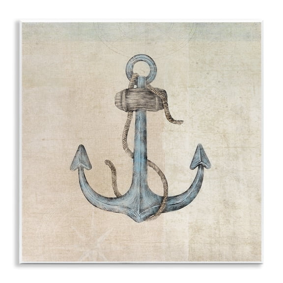 Stupell Industries Rustic Maritime Anchor Nautical & Beach Painting Unframed Art Print Wall Art, 12 x 12