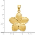thumbnail image 3 of 14K Yellow Gold Charm Pendant 37 mm 28 Satin Diamond-Cut Open-Backed Large Plumeria, 3 of 4