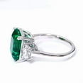 thumbnail image 4 of Emerald Cut Lab-Created Emerald & D-Shaped Diamond Gemstone Three-Stone Ring in 925 Sterling Silver for Women, 4 of 4