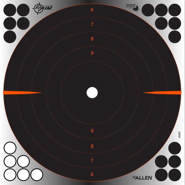 ez aim adhesive splash reactive paper shooting targets bullseye 12 w x 12 h 4 pack black walmart com