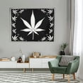 thumbnail image 2 of ONETECH Black and White Weed Tapestry Hippie Cannabis Leaves Psychedelic Leaf Tapestry Wall Hanging Rasta Marijuana Tapestry Wall Art for Living Room Bedroom Dorm Home Indie Party Decor, 2 of 7