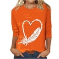 thumbnail image 1 of Dadaria Chemise Orange pour Femmes Manches 3/4 T-Shirt Col Rond Grande Taille Chandail d'Été m, 1 of 5