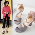 thumbnail image 4 of Sandalias de tacón grueso de gamuza con hebilla de estilo europeo y americano de verano, zapatos de tacón alto romanos para mujer, 4 of 6