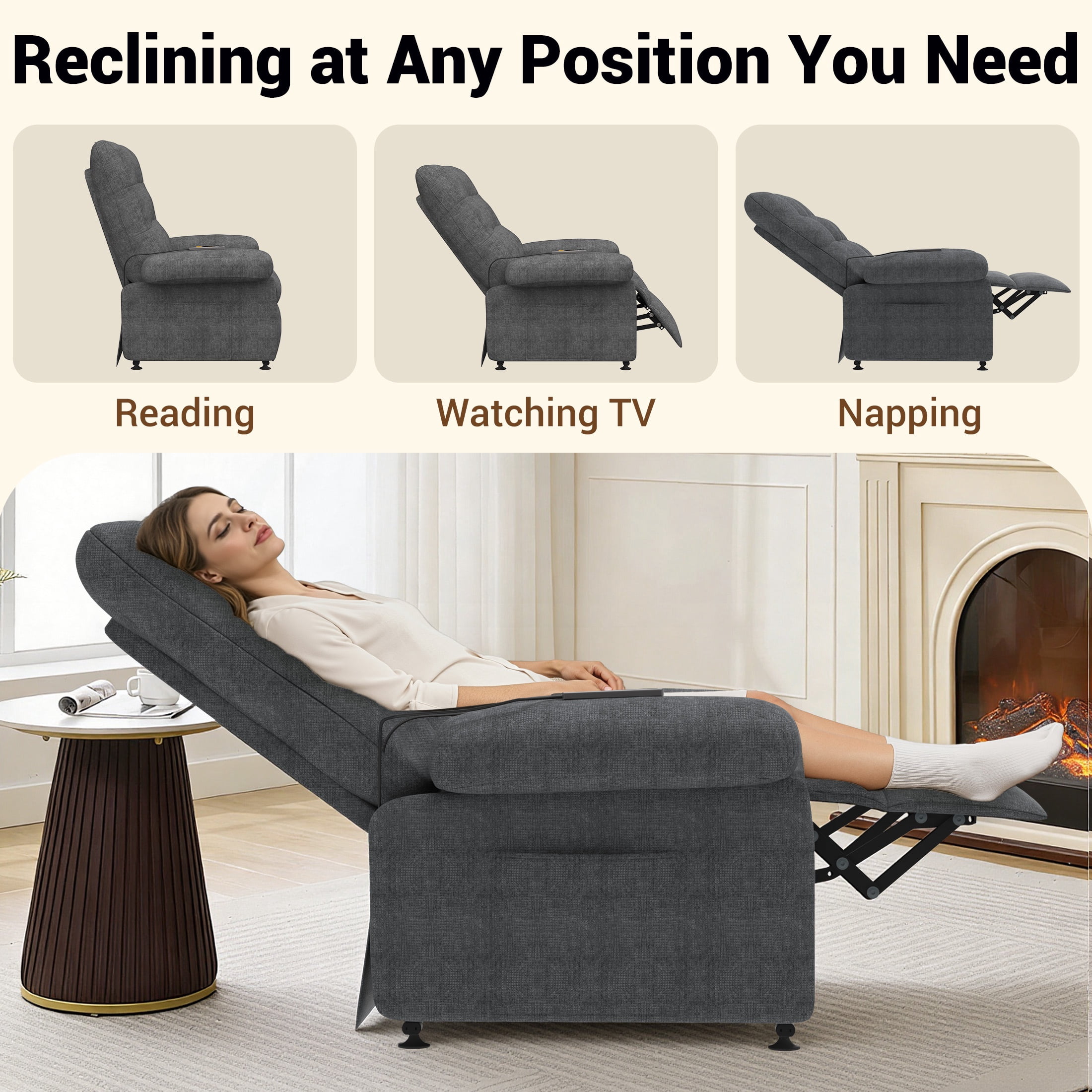UHOMEPRO Small Electric Recliner Chair for Seniors, Compact Recliner for Small Spaces with Wider Seat Comfort, Easy Remote Control, Adjustable Backrest & Footrest