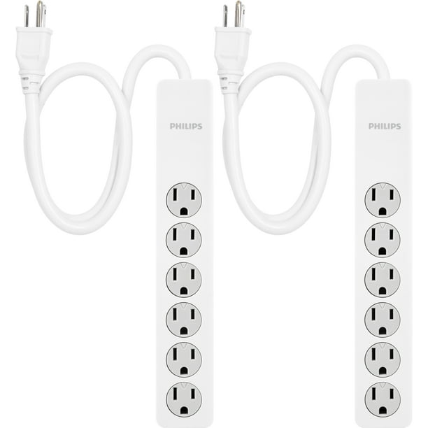 Philips 6Outlet Surge Protector Extension Cord, 2ft., 450 Joules, 2