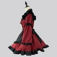 thumbnail image 5 of Ygbgbb Womens Cosplay Ball Dresses Flare Long Sleeve Dresses Collored Neck Patchwork Layered Pleated Bow Tie Waist Dresses Ruffle Tiered Princess Dresses Midi Dresses Red XXXL, 5 of 6