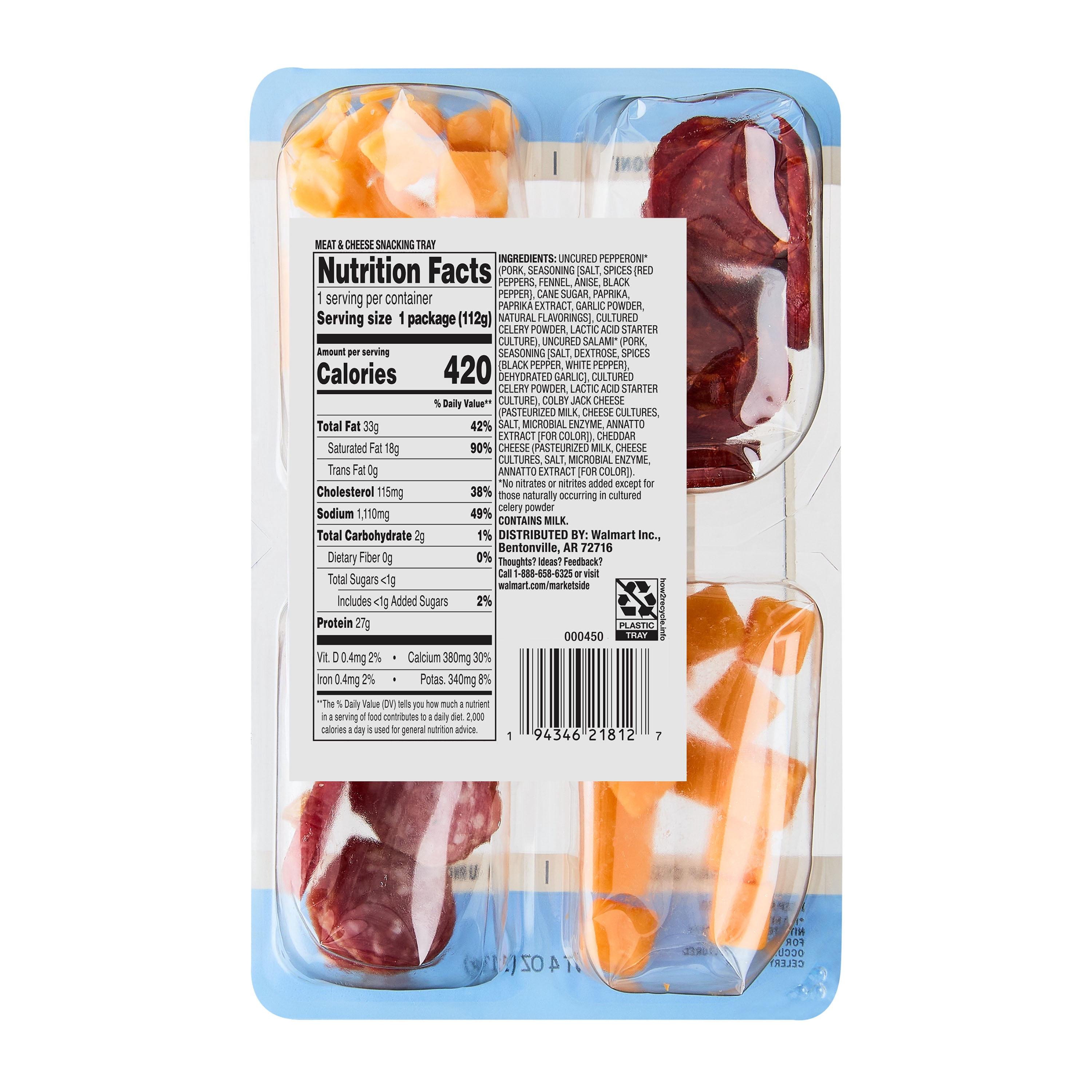 Marketside Meat and Cheese Snacking Tray with Plastic Tray, 4 oz