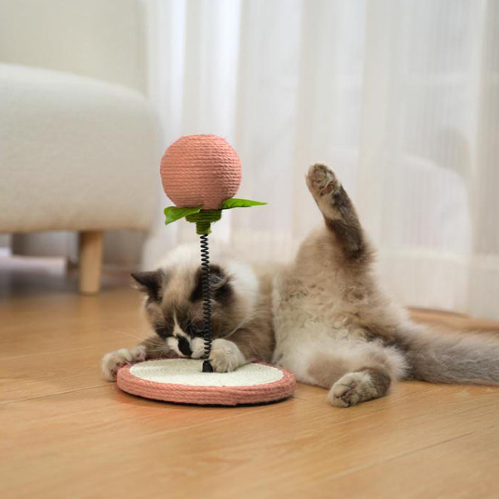 Cat Scratch Pad Playing Exercise Cat Spring Toy Cat Scratcher Toy with Ball Pink