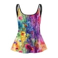 thumbnail image 5 of TTUHYWXI Tankini Swimsuits for Women Full Coverage Tank Top Swim Suit Vintage Floral Print Tummy Control Bathing Suits (Purple, M), 5 of 5