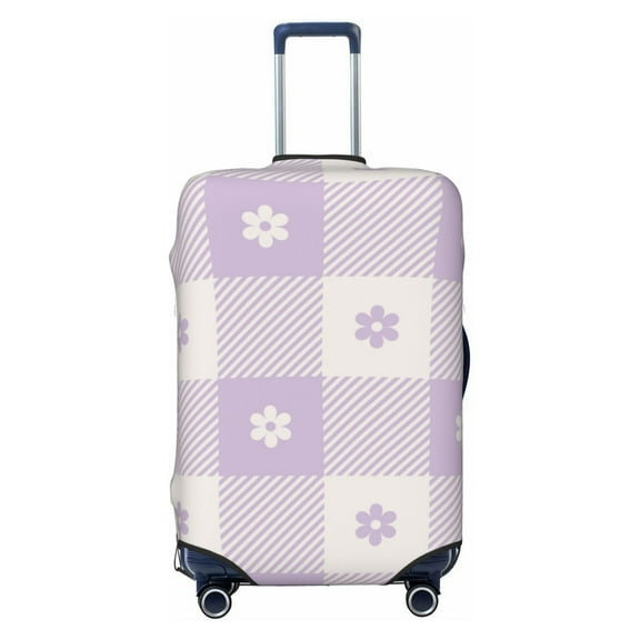Picia Floral Purple Buffalo Plaid Luggage Protector Cover Thicken Suitcase Protector Cover Fit 18-32 Inch Luggage-