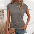 thumbnail image 5 of Comdrip Cap Sleeve T Shirts for Women, Womens Summer Cap Sleeve Tops Crewneck T Shirts Trendy Outfits Beach Vacation Clothes Fashion Blouses Tops for Women Trendy Dark Gray 2XL, 5 of 9