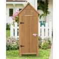 thumbnail image 2 of Outdoor Wooden Storage Cabinet Garden Shed Outside Wood Tool Organizer with Shelves and Lockable Door, 2 of 7