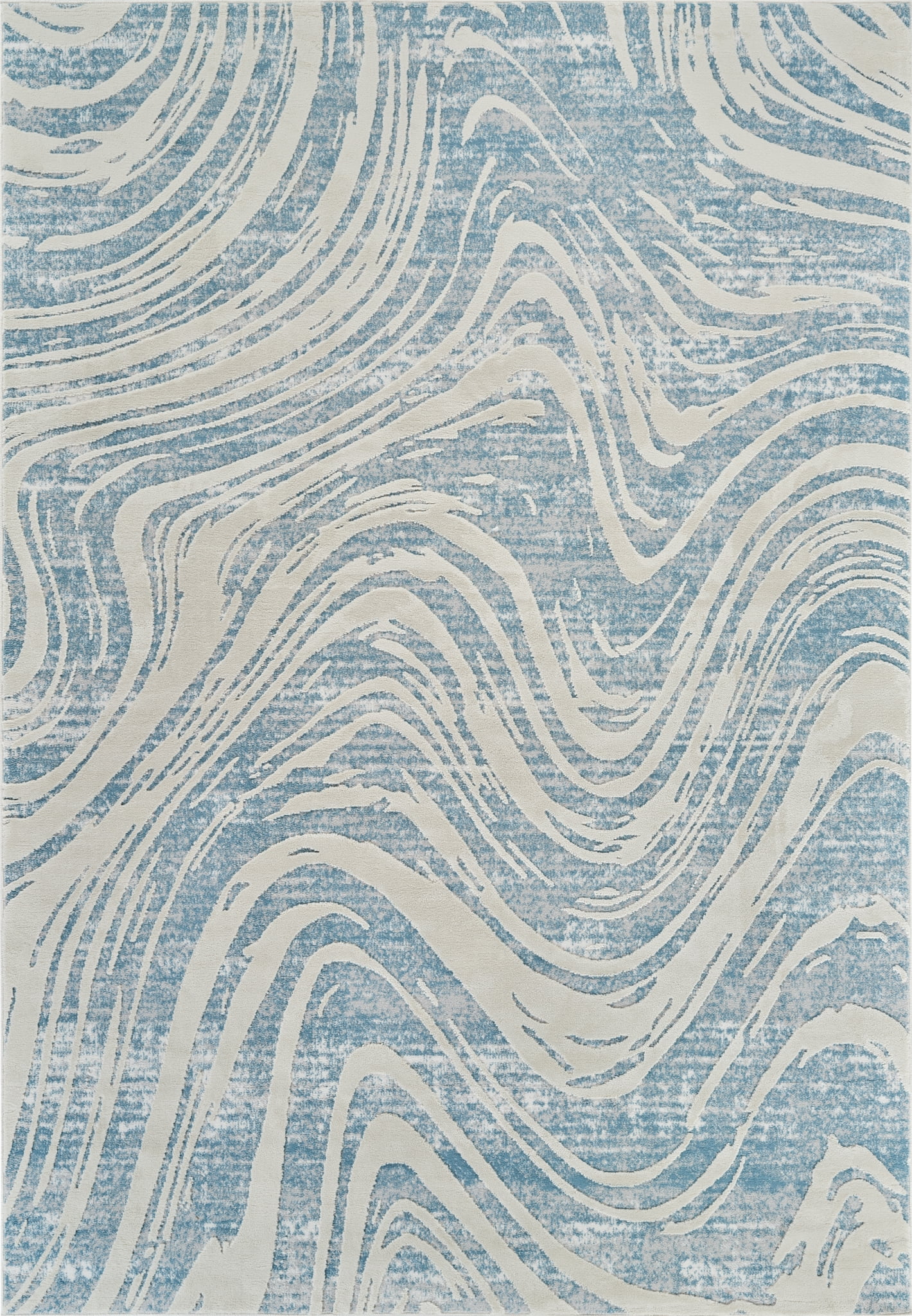 Tapis d'interieur abstrait Rug Branch Nomad, bleu beige, cotier - Salon, chambre, salle a manger et cuisine