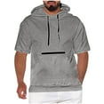 thumbnail image 1 of pstuiky camisetas de hombre, Blusa con capucha de manga corta y bolsillos de color liso para hombre camisas casuales para hombre m, 1 of 7