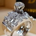 thumbnail image 2 of Charm Cubic Zircon 2 Pcs/set 925 Silver Rings Wedding Engagement Jewelry Sz 6-10, 2 of 9