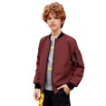 thumbnail image 4 of Boys Casual Lightweight Bomber Jackets Zipper Up Windproof Coat for Fall Winter Spring Outdoor Wearing (Wine), 4 of 9