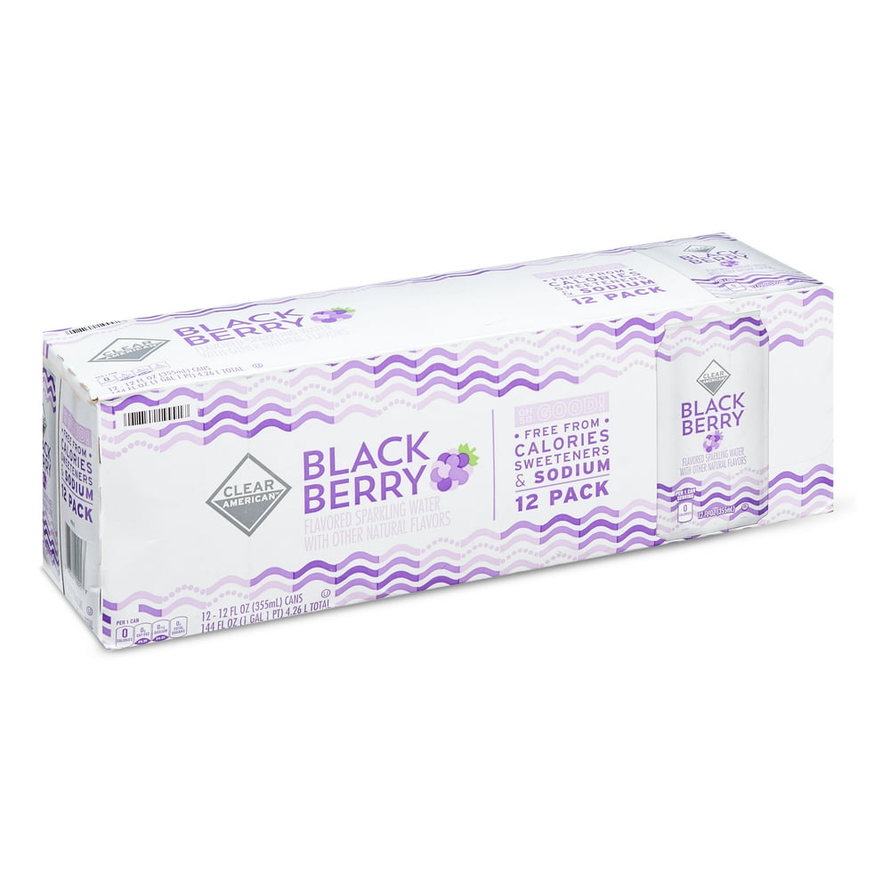 Clear American Unsweetened Blackberry Sparkling Water, 12 fl oz, 12