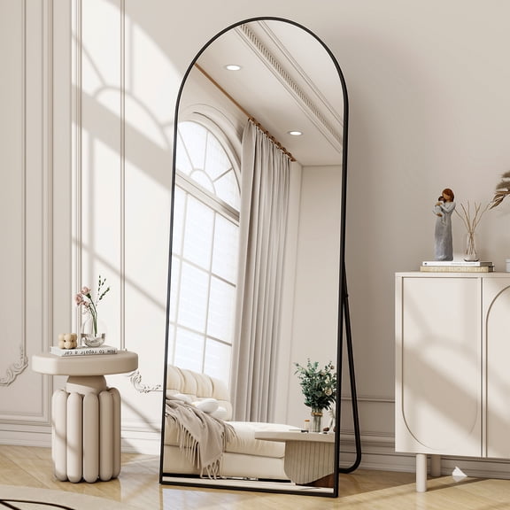AUROMIR 56"x21" Arched Full Length Mirror Floor Mirror Full Body Standing Mirror, Black