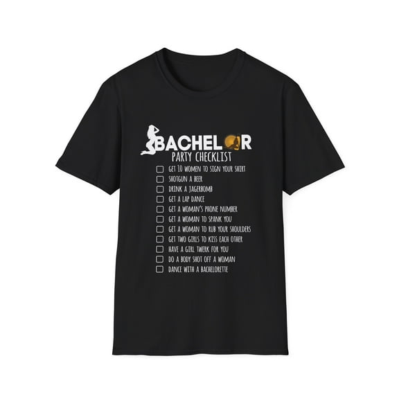 Bachelor Party Checklist Bridal Bachelor Party Stag Party Best Man Gift Funny Unisex Softstyle T-Shirt