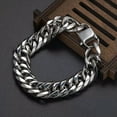 thumbnail image 2 of Heavy Men Bracelet Chain 316L Stainless Steel Curb Cuban Rombo link Bangle 7-11", 2 of 5