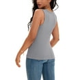 thumbnail image 3 of ATHLECHIC Women's Fitted Tank Top Ribbed Knit Scoop Neck Slim Fit Casual Top L Gray, 3 of 5