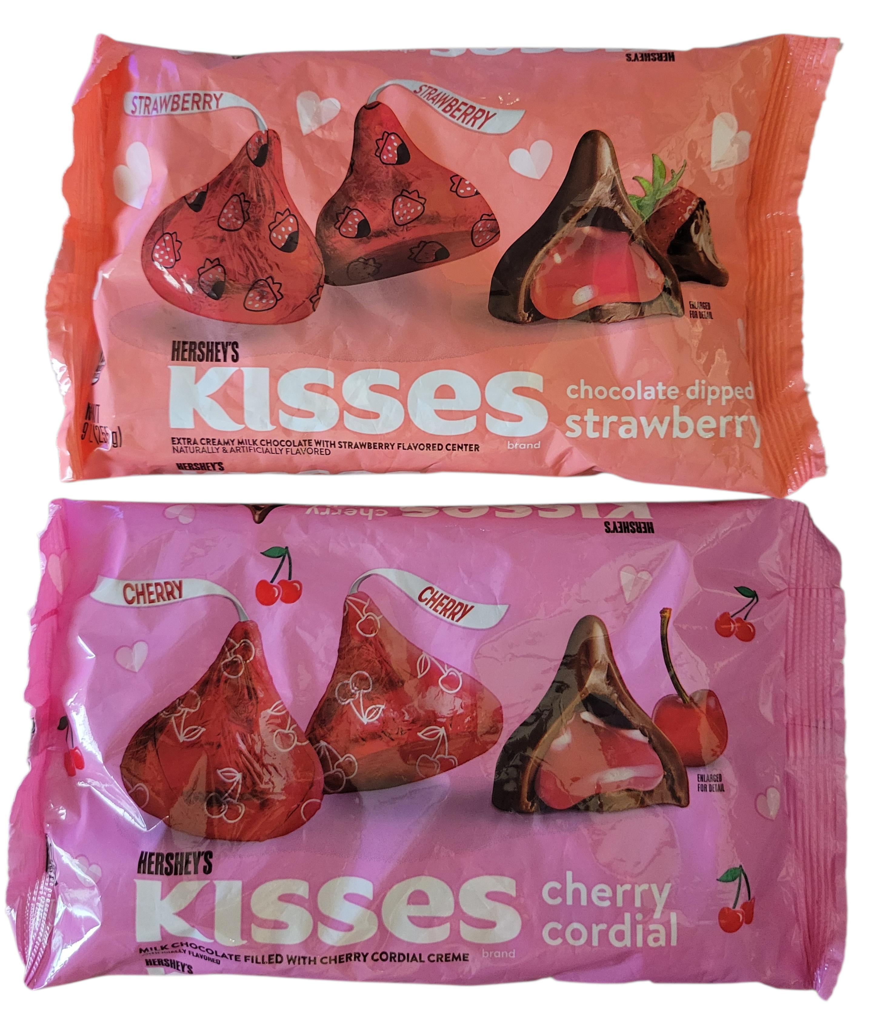 Valentine's Hershey's Kisses Multipack With 5 Unique Flavors: Café Moka (9oz), Roses Meltaway (9oz), Cherry Cordial (9oz), Chocolate Dipped Strawberry (9oz), and Hugs (10.1oz)