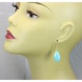thumbnail image 5 of 14k Yellow Gold Amazonite Earrings Smooth Light Blue Pear Shaped Teardrops Cut Simple Contemporary Drops Designed for Adult Women, 5 of 5