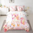 thumbnail image 2 of YST 7 Piece Bed in a Bag Full Size Comforter Set Kids Unicorn Bedding Set,Girls Rainbow Unicorn Reversible Design Bed Set,Cartoon Unicorn Comforter with Sheet Set,All Season, 2 of 5