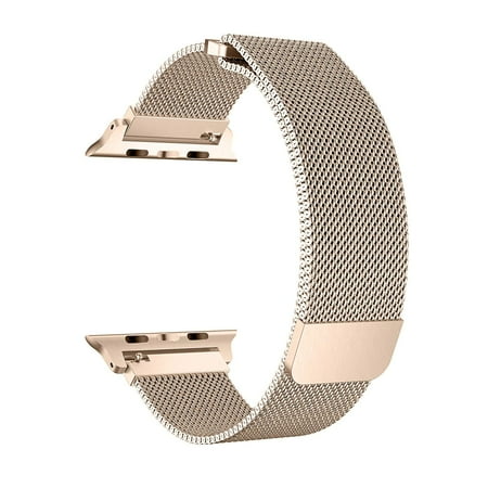 Apple Watch Band 38mm Stainless Steel Mesh Milanese Loop with Adjustable Magnetic Closure with Clear Hard Case for Apple Watch Series 3 2 1 38mm Gold Walmart