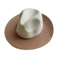 thumbnail image 2 of Color Block Wide Brim Straw Panama Hats for Men Women Summer Fedora Beach Sun Hat, 2 of 3