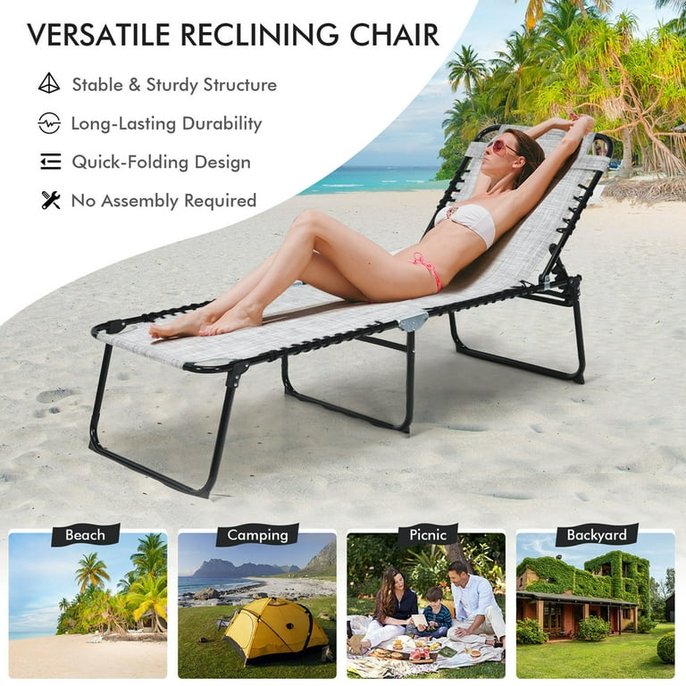 Costway Outdoor Lawn Foldable Deck Patio Chaise Lounge Chair