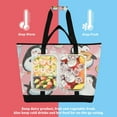 thumbnail image 4 of WOBOGO Dessert Penguin Pink Pattern Tote Cooler Bag Fold Flat Insulated Shopping Bag With Zipper For Work Picnic Beach Use 18×6.7×24in, 4 of 8