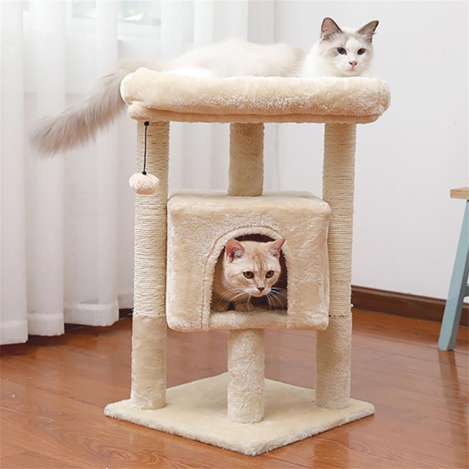 Pefilos Cat Tree Cat Houses for Outdoor Cats Cat Condo for Large Cats with Sisal Scratching Posts, Cat Nest for Indoor Cats Plush Perch, Cat Tower Furniture Cat Bed, Beige Pefilos Cat Tree Cat Houses for Outdoor Cats Cat Condo for Large Cats with Sisal Scratching Posts, Cat Nest for Indoor Cats Plush Perch, Cat Tower Furniture Cat Bed, Beige