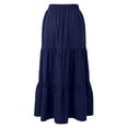 thumbnail image 4 of Riforla Women Summer Boho Elastic High Waist Pleated A Line Flowy Ruffle Swing Tiered Long Beach Skirt Womens Skirts Blue XL, 4 of 5
