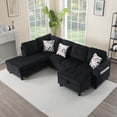 thumbnail image 5 of BSHTI 94.49" L-Shaped Modular Sectional Sofa with Storage Ottoman & Cup Holders – Corduroy Upholstery, Tufted Seat, Nail-Head Trim, Solid Wood & Iron Frame, 5 Colors, 5 of 12