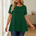 thumbnail image 4 of ClodeEU Plus Size Women's Round Neck Short Sleeve Tunic Top,Casual Loose A Line Flared Hem Solid Swing Blouse ,Women's Plus XXL, 4 of 6