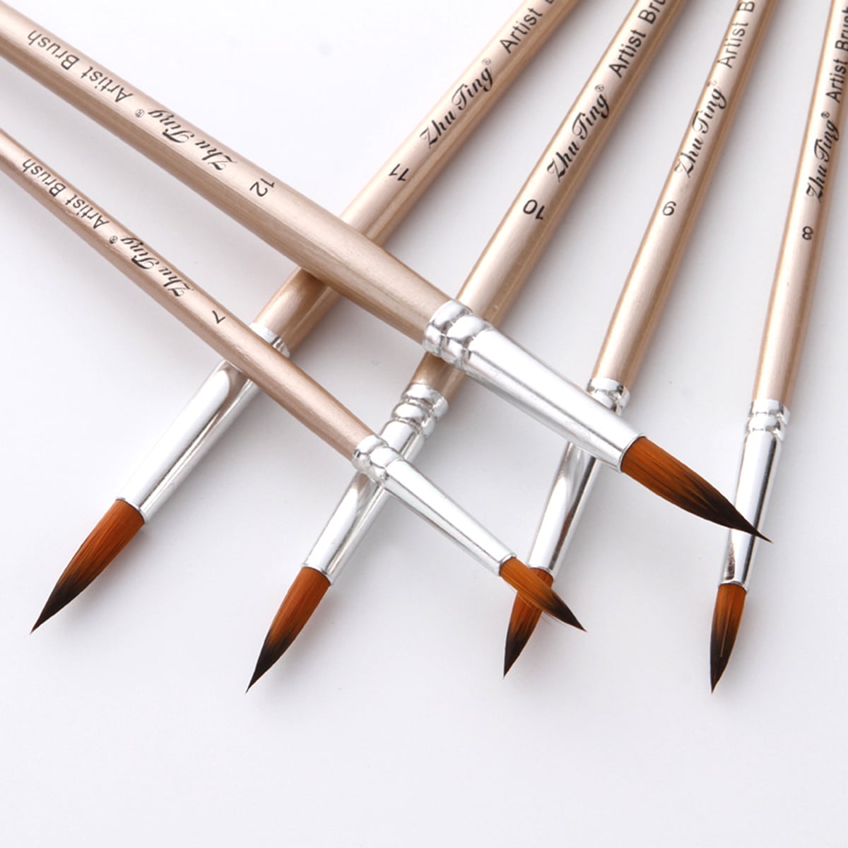 12pcs Paint Brushes Set Kit Round Pointed Tip Brushes Art Drawing Supplies